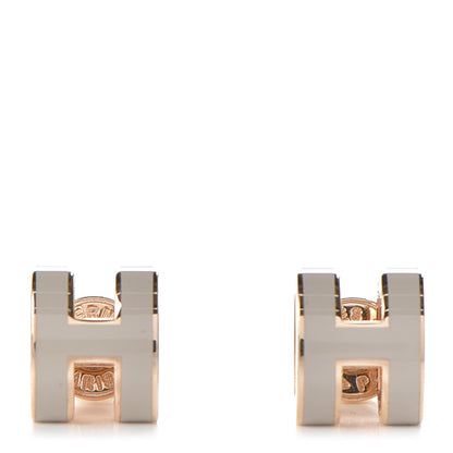 Hermes Rose Gold Lacquered Pop H Earrings Marron Glace 1 of 4