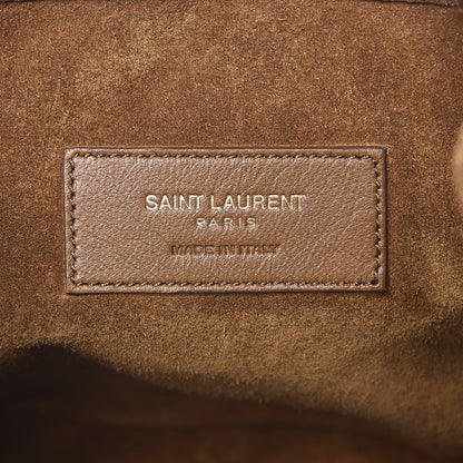 Saint Laurent Suede Calfskin Fringe Baby Emmanuelle Bucket Light Ochre 6 of 6
