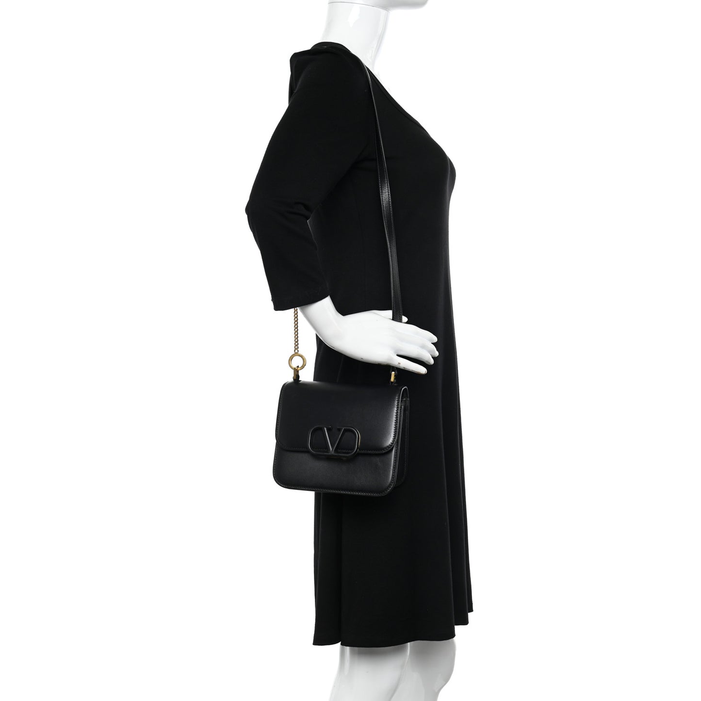 Smooth Calfskin Small VSling Shoulder Bag Black