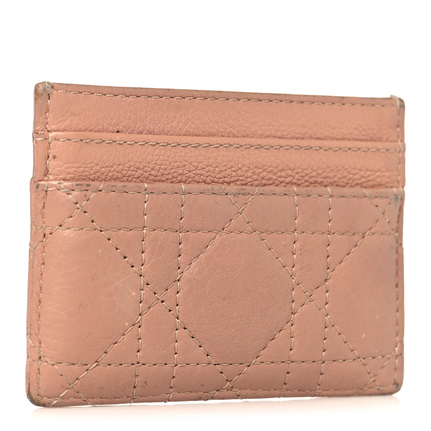 Supple Calfskin Cannage Caro Five-Slot Card Holder Rose Des Vents
