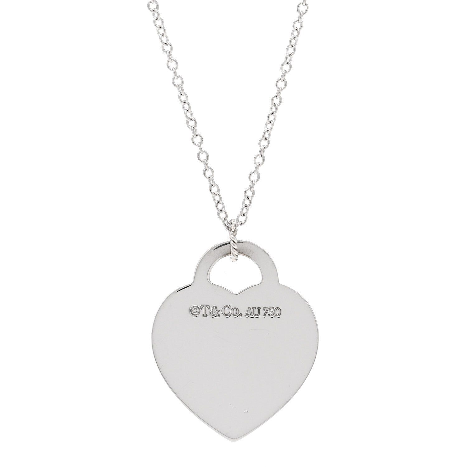 Tiffany 18K White Gold Diamond Return To Tiffany Heart Tag Pendant Necklace 4 of 8