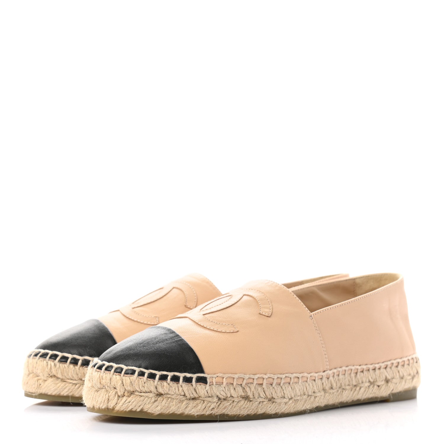 Chanel Lambskin CC Espadrilles 38 Beige Black 3 of 8