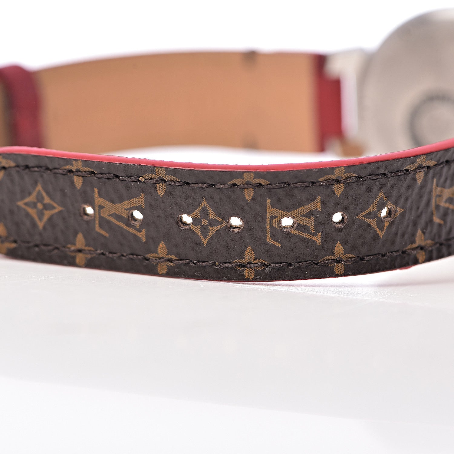 Louis Vuitton Stainless Steel Monogram 28mm Tambour Quartz Watch Brown 8 of 9