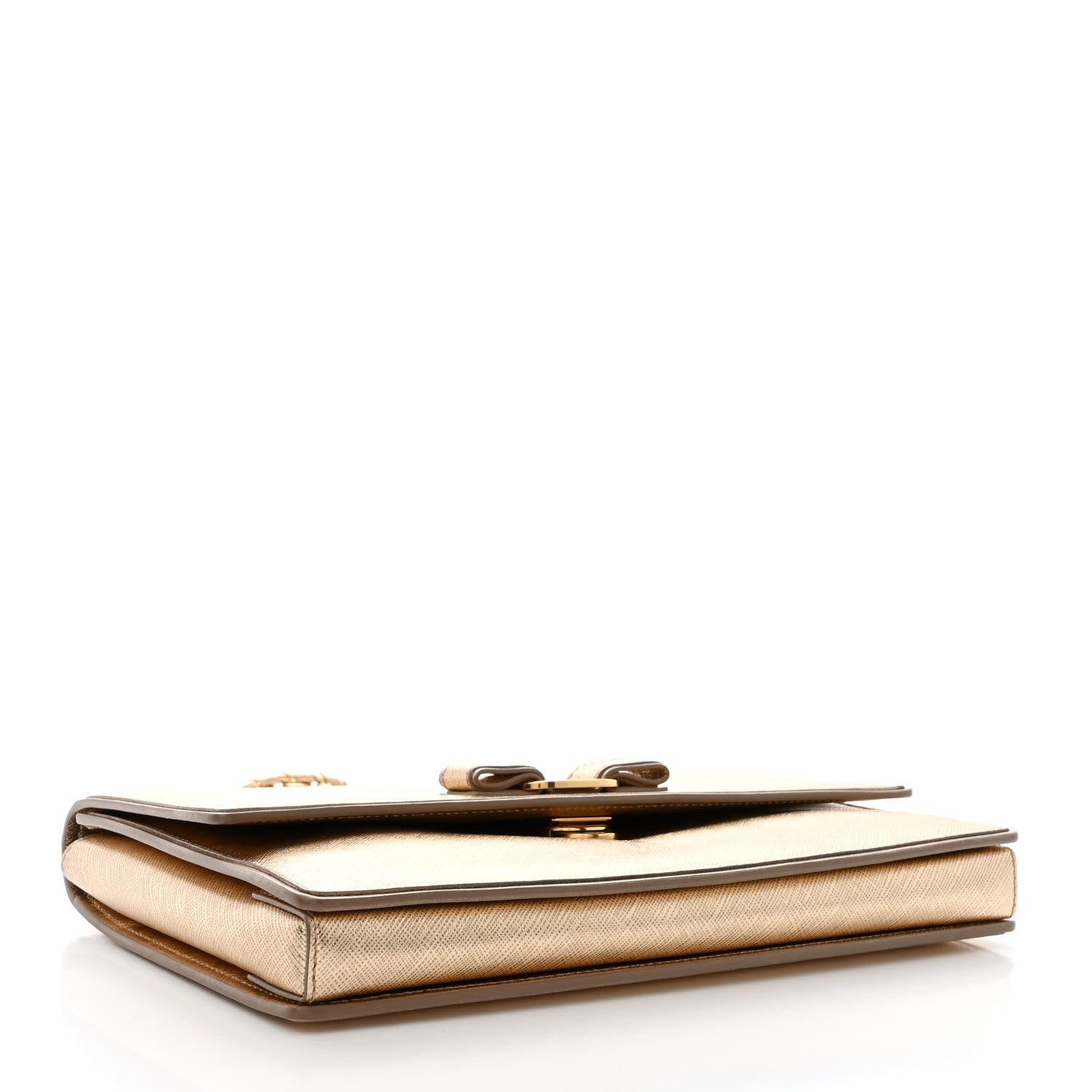 Salvatore Ferragamo Hammered Calfskin Ginny Shoulder Bag Gold 4 of 10