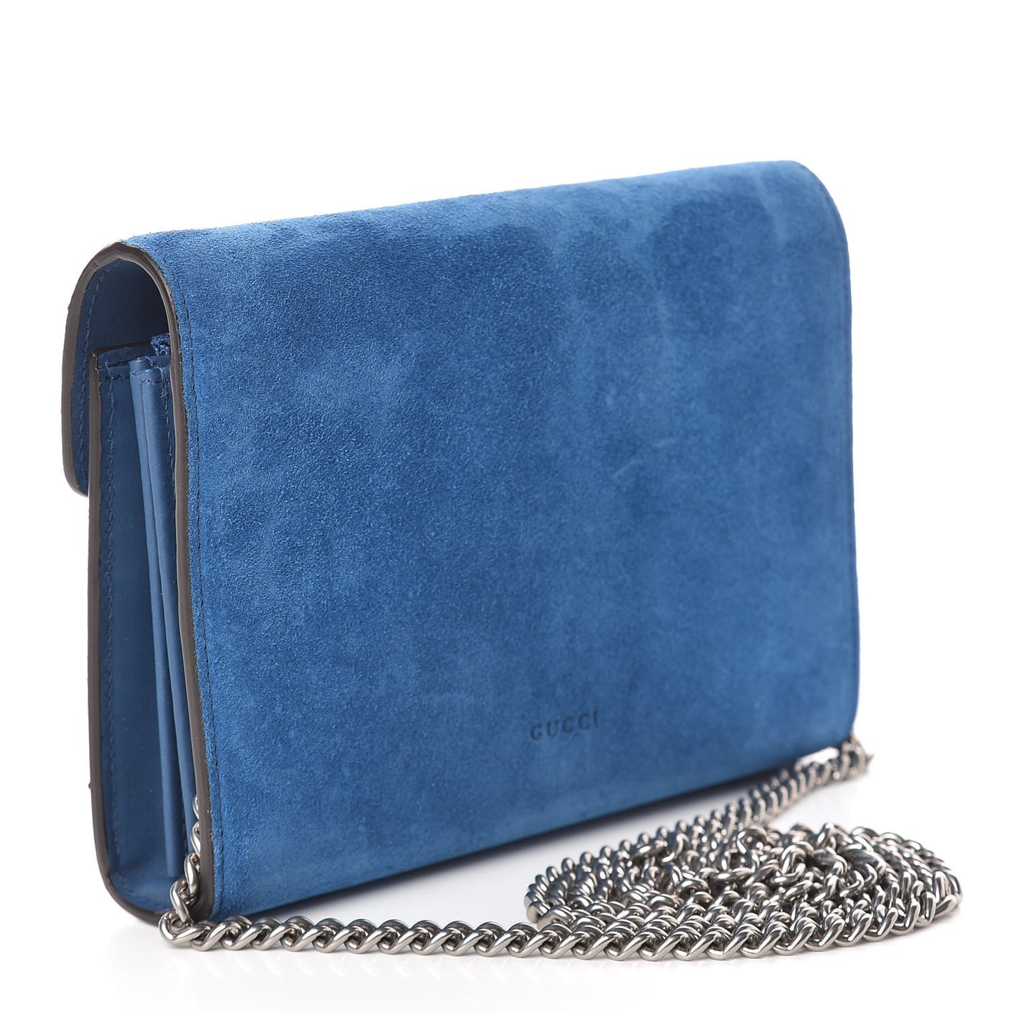 Suede Mini Dionysus Chain Wallet Blue