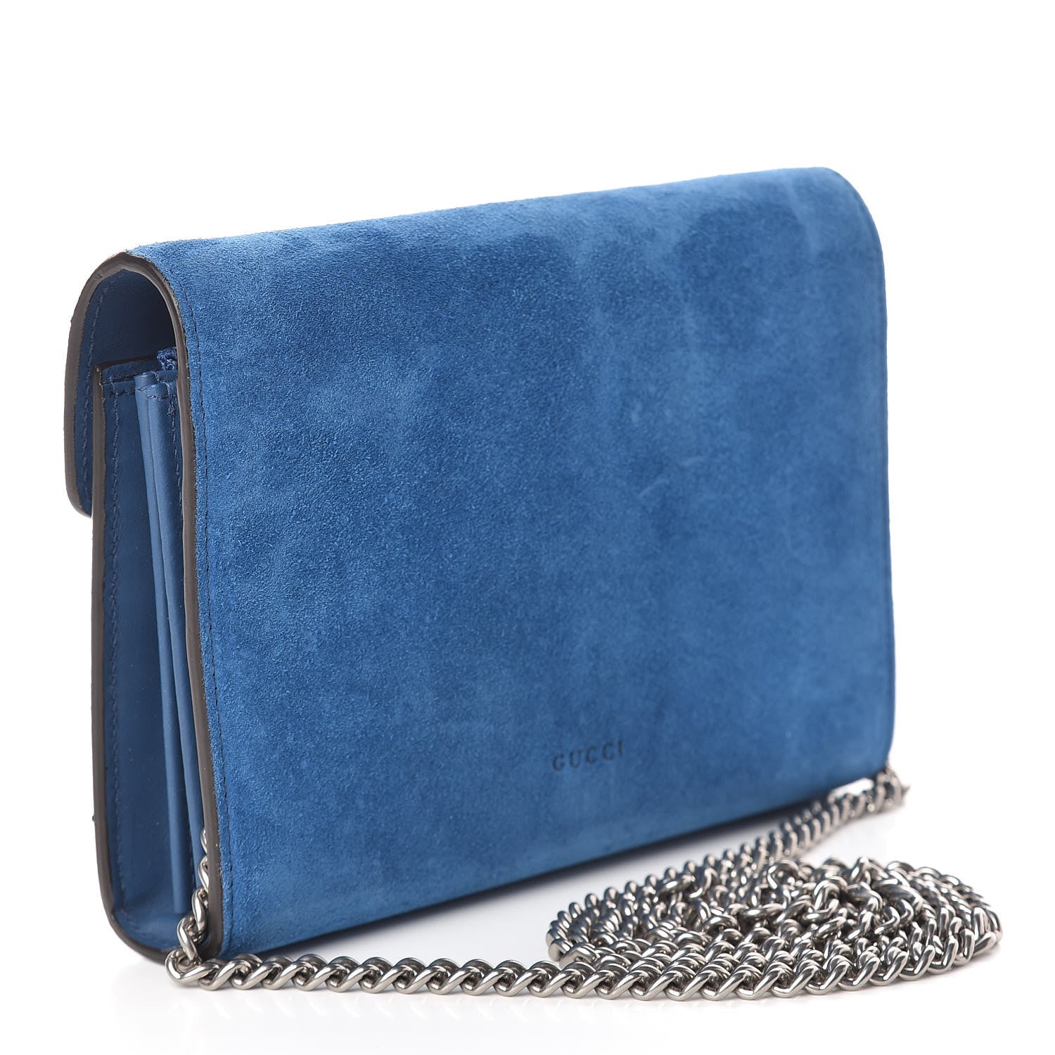 Gucci Suede Mini Dionysus Chain Wallet Blue 3 of 13