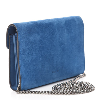 Gucci Suede Mini Dionysus Chain Wallet Blue 3 of 13