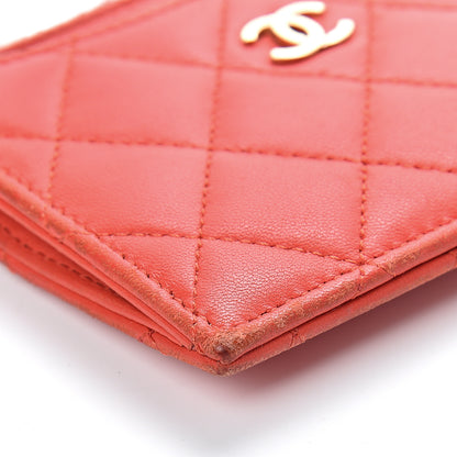 Chanel Lambskin Quilted Zip Card Holder Red 7 of 13