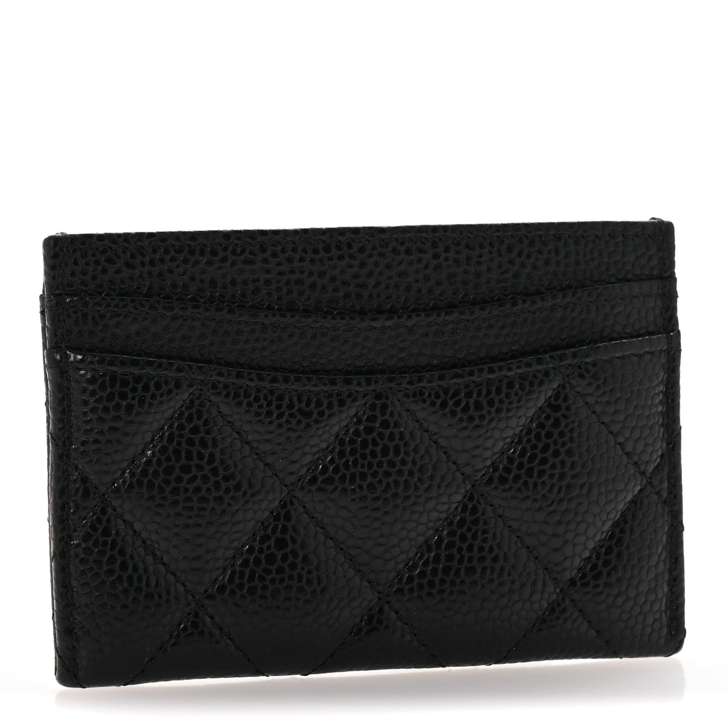 Caviar Quilted Card Holder Black