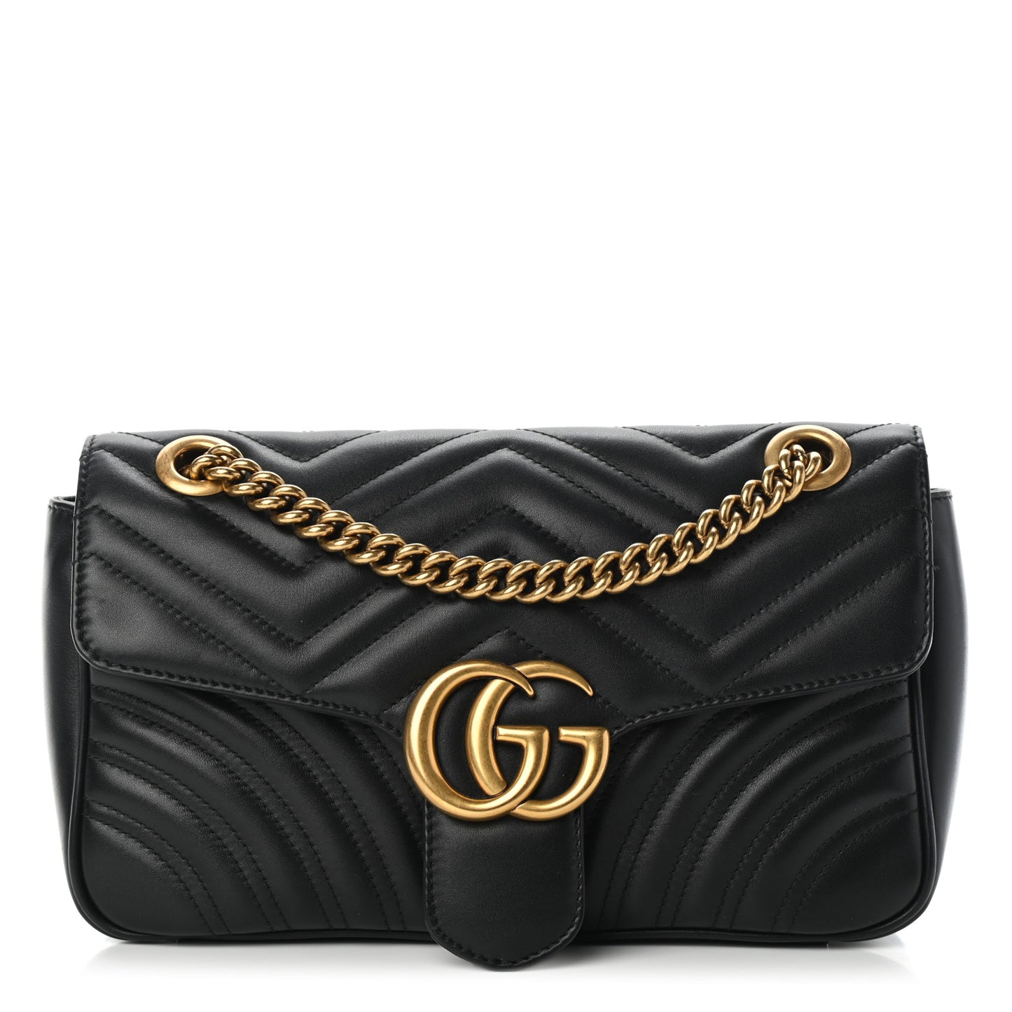Calfskin Matelasse Small GG Marmont Shoulder Bag Black