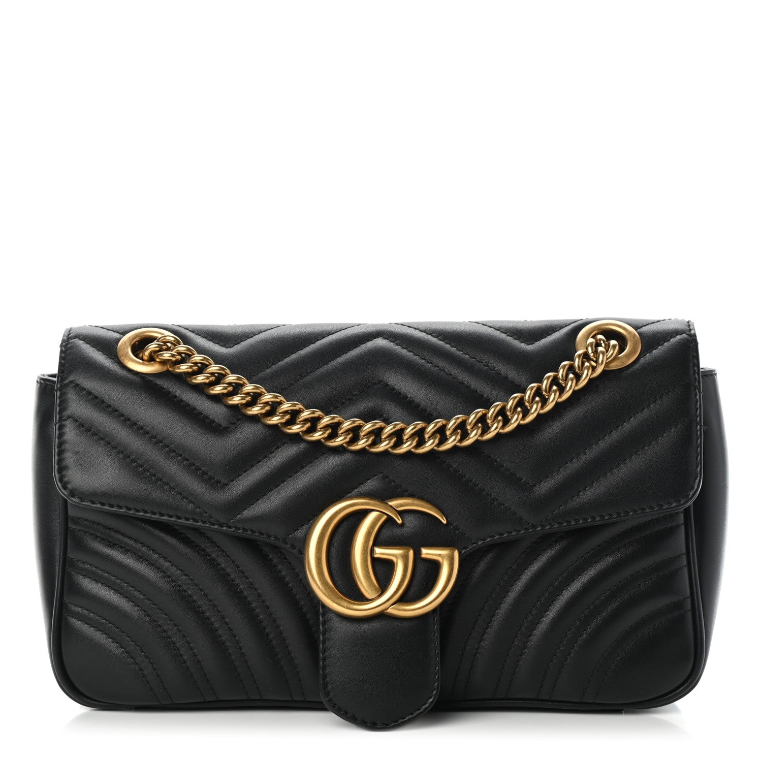 Gucci Calfskin Matelasse Small GG Marmont Shoulder Bag Black 1 of 5