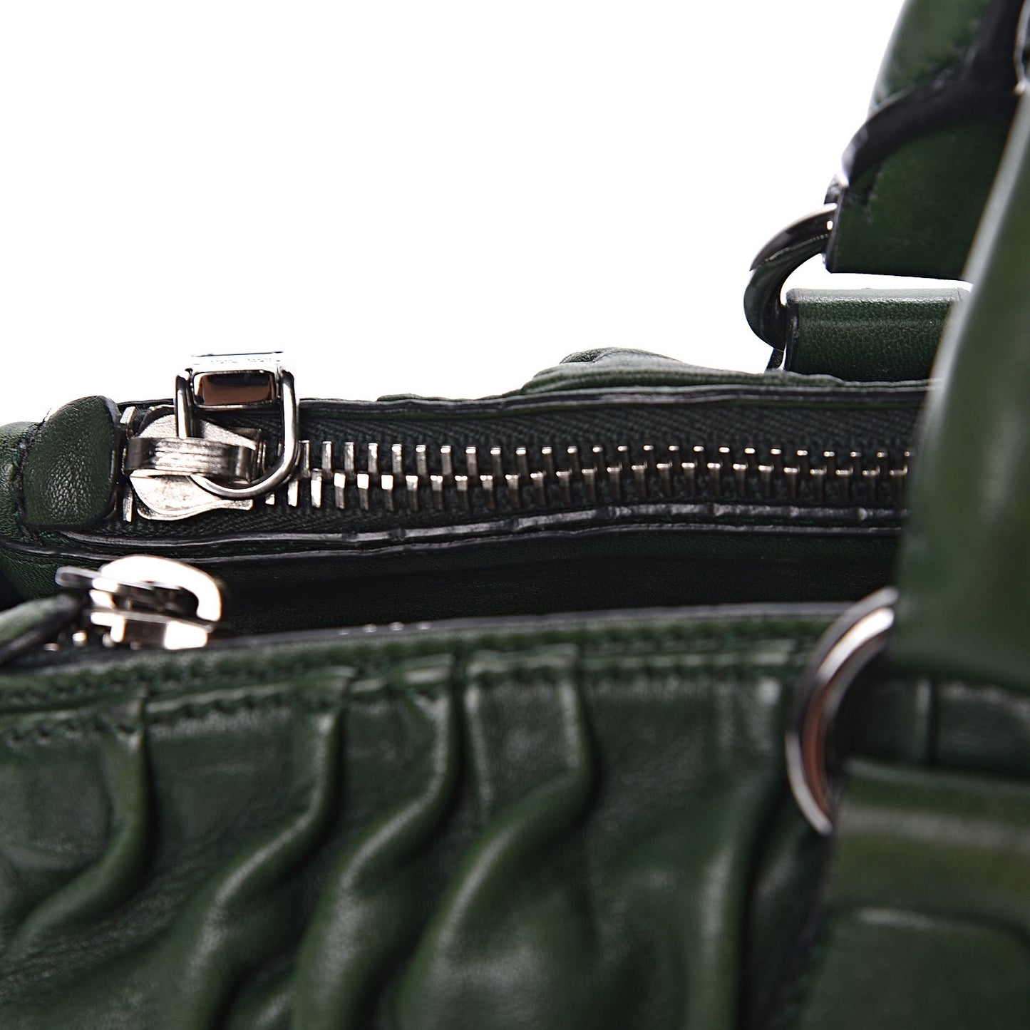 Nappa Gaufre Double Zip Tote Green