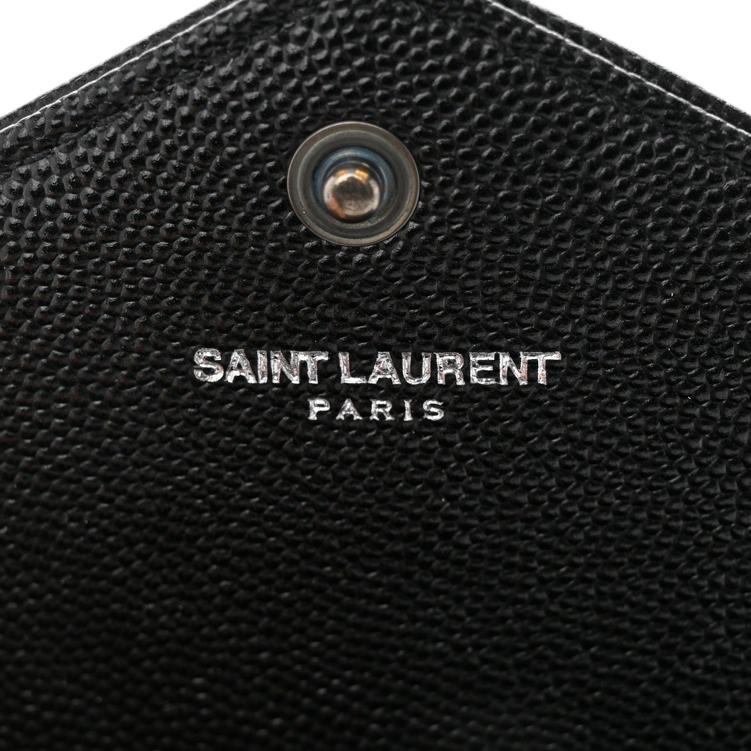 Saint Laurent Grain De Poudre Matelasse Chevron Monogram Monochrome Envelope Chain Wallet Black 6 of 12