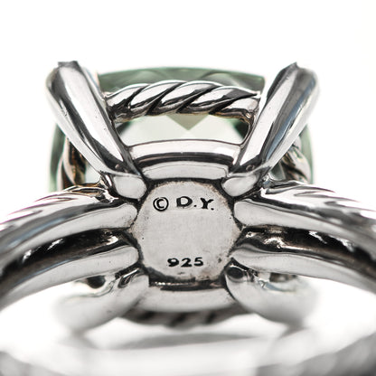 David Yurman Sterling Silver Diamond Prasiolite 11mm Chatelaine Ring 52 6 5 of 5