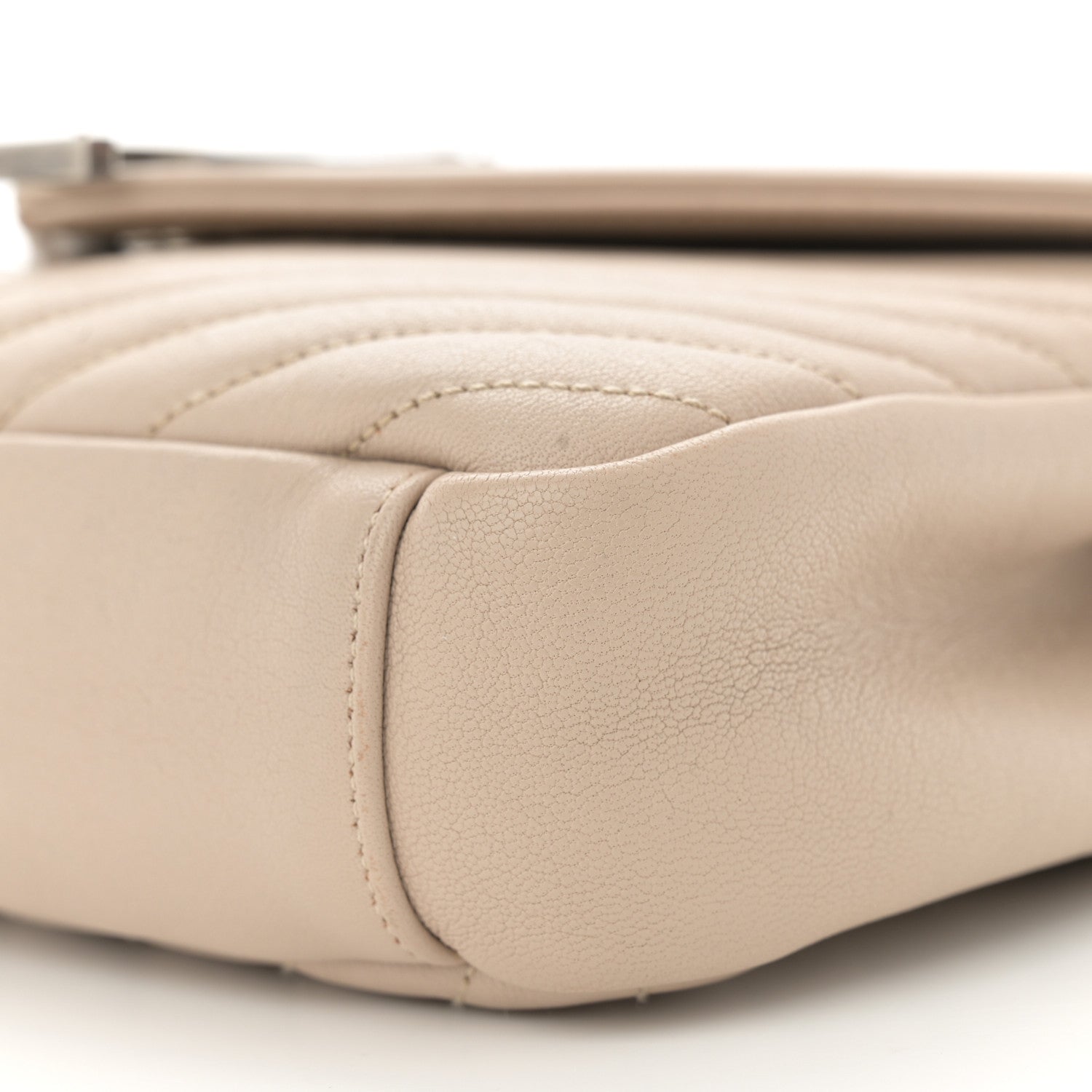 Saint Laurent Sheepskin Matelasse Chevron Monogram Medium College Bag Dark Beige 10 of 17