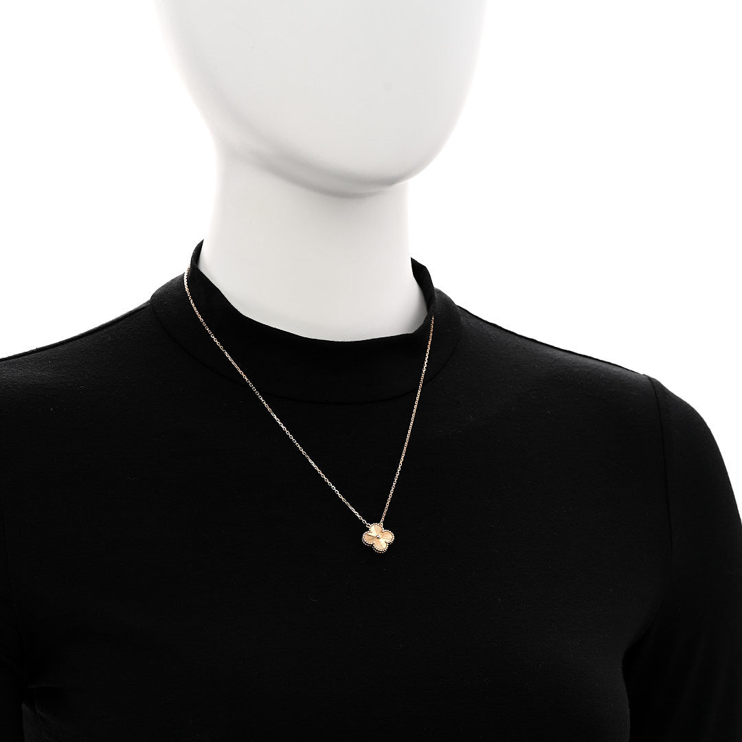 Van Cleef & Arpels 18K Yellow Gold Guilloche Vintage Alhambra Pendant Necklace 2 of 5