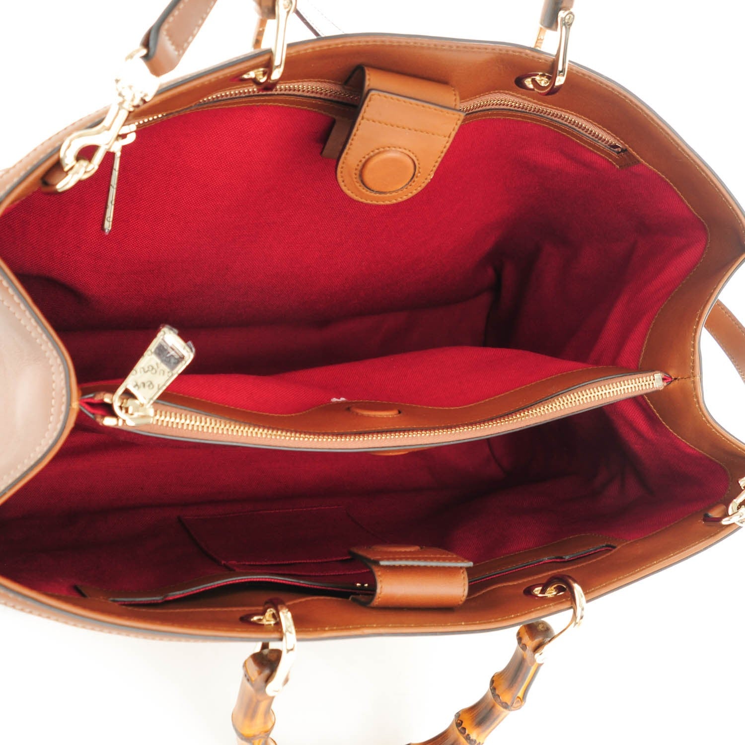 Gucci Embroidered Large Bamboo Shopper Tote Brown 5 of 7