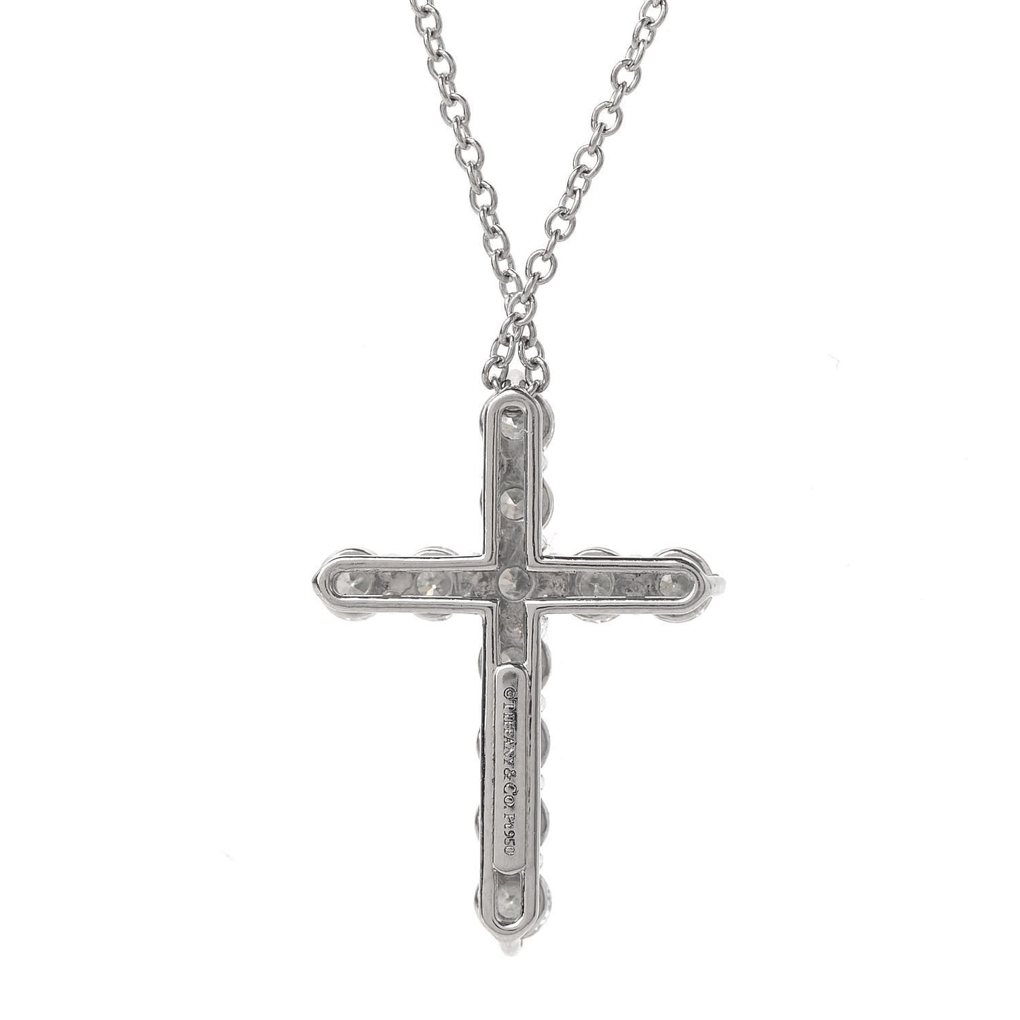 Platinum Diamond Medium Cross Pendant Necklace