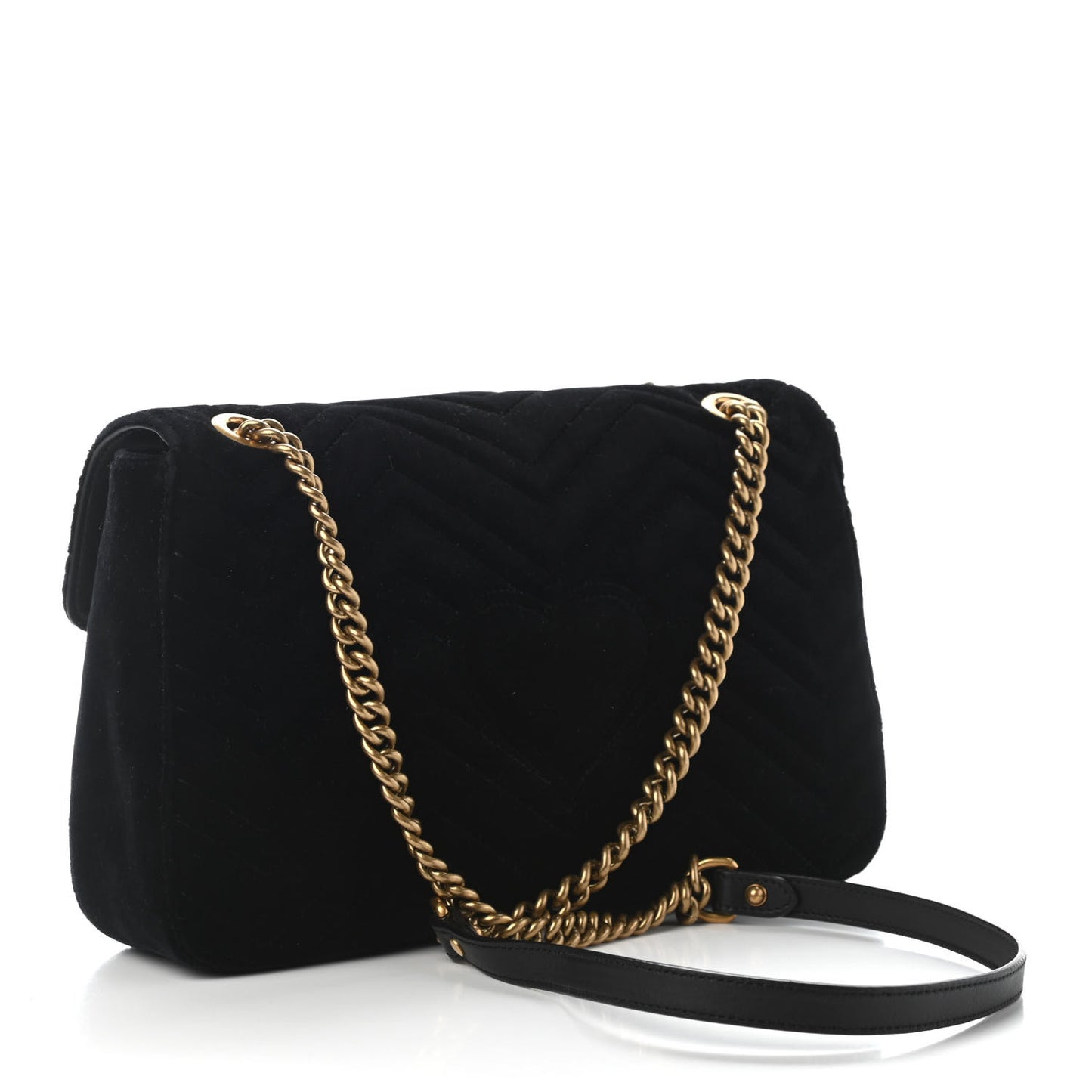 Velvet Matelasse Medium GG Marmont Shoulder Bag Black