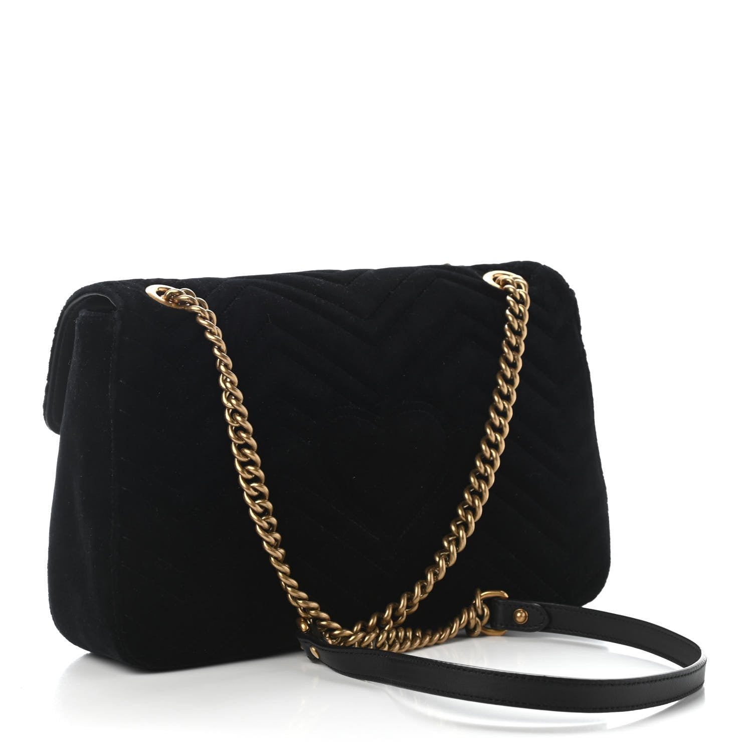 Gucci Velvet Matelasse Medium GG Marmont Shoulder Bag Black 3 of 9