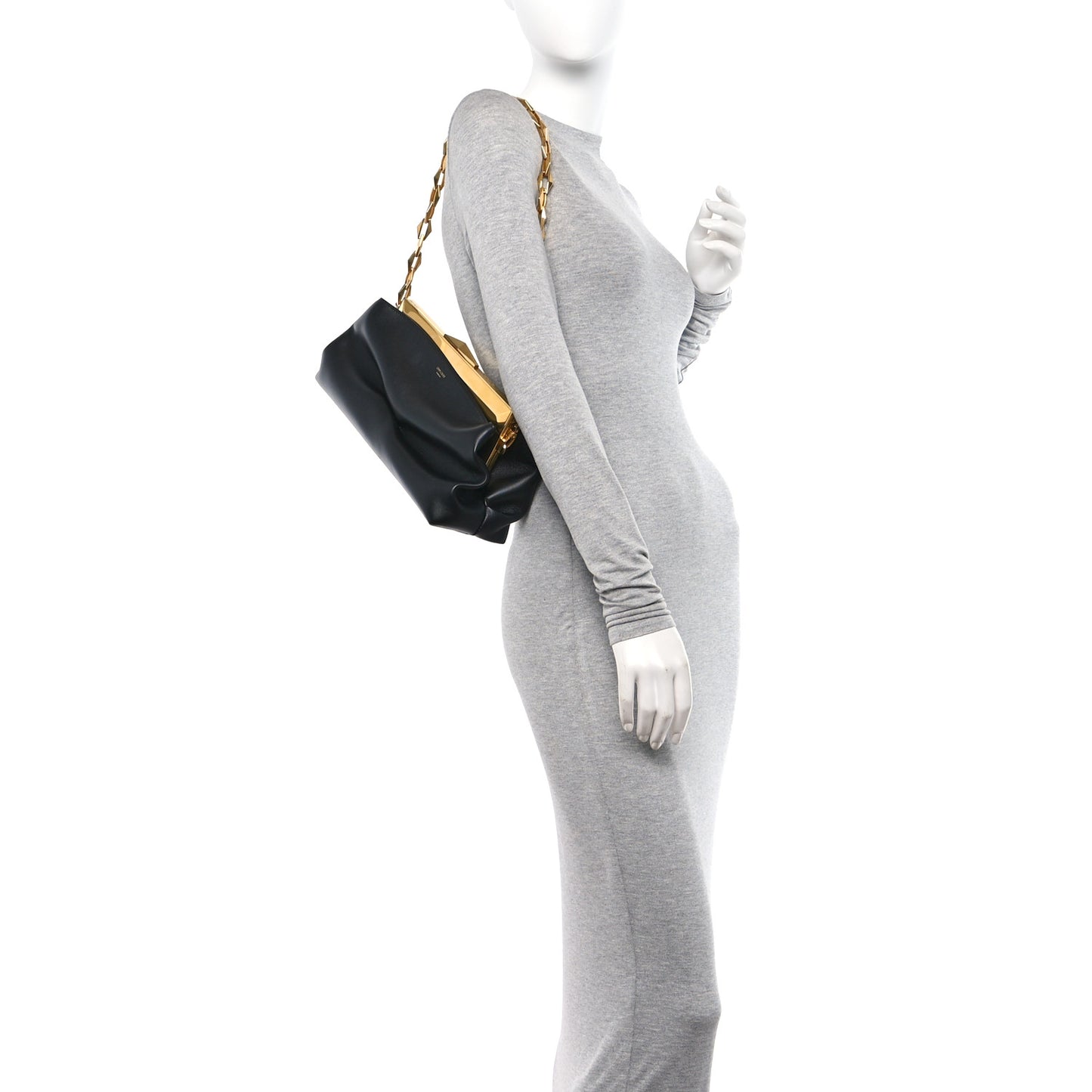 Box Calfskin Diamond Frame Clutch Black