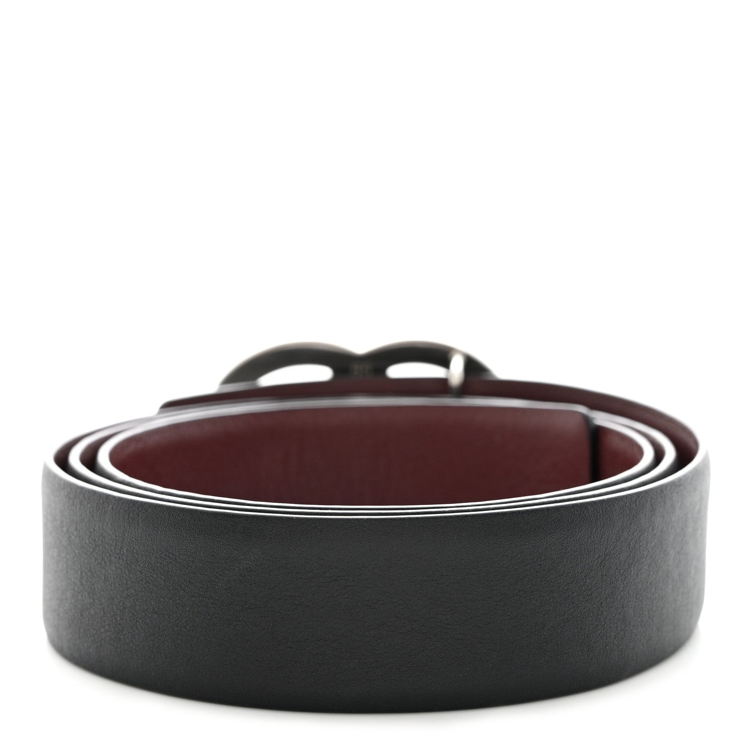 Chanel Calfskin CC Reversible Belt 85 34 Black Burgundy 2 of 8