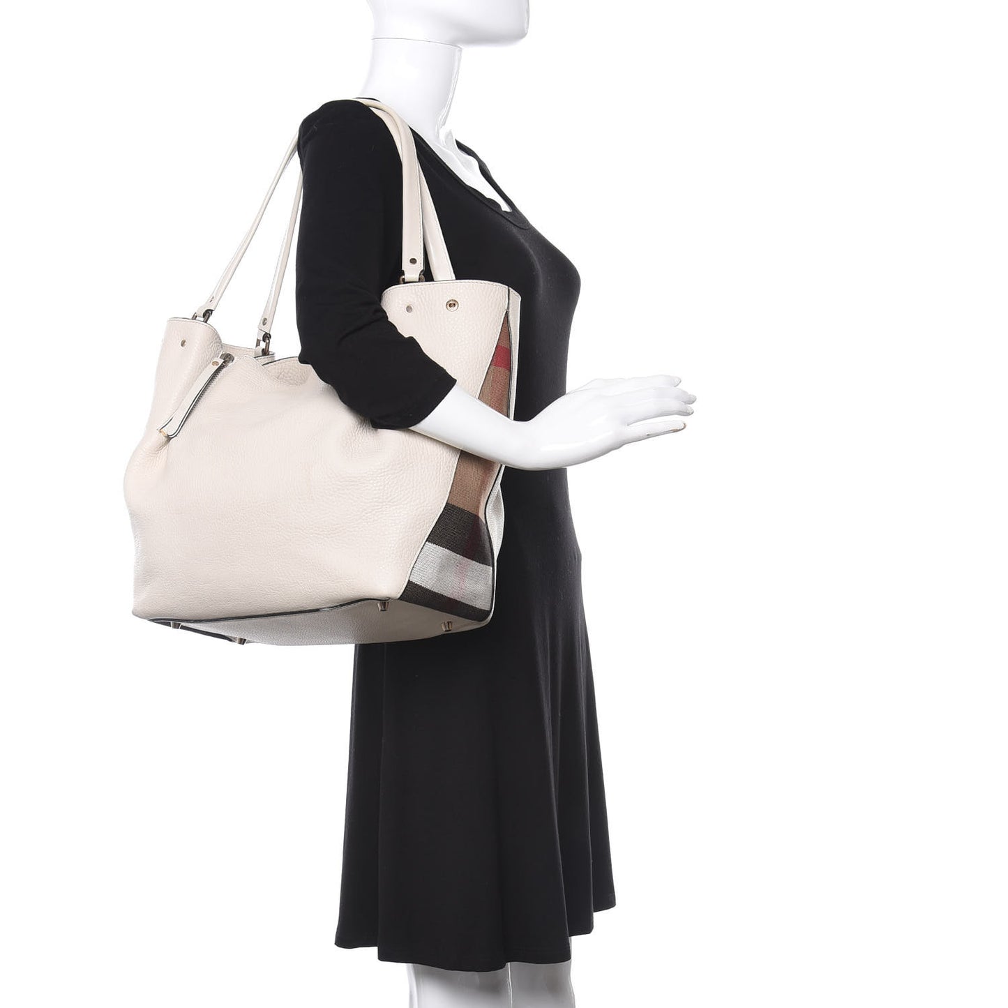 Grainy Calfskin House Check Medium Maidstone White