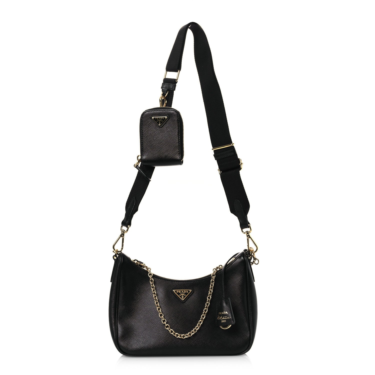 Prada Saffiano Lux Re-Edition 2005 Shoulder Bag Black 1 of 13
