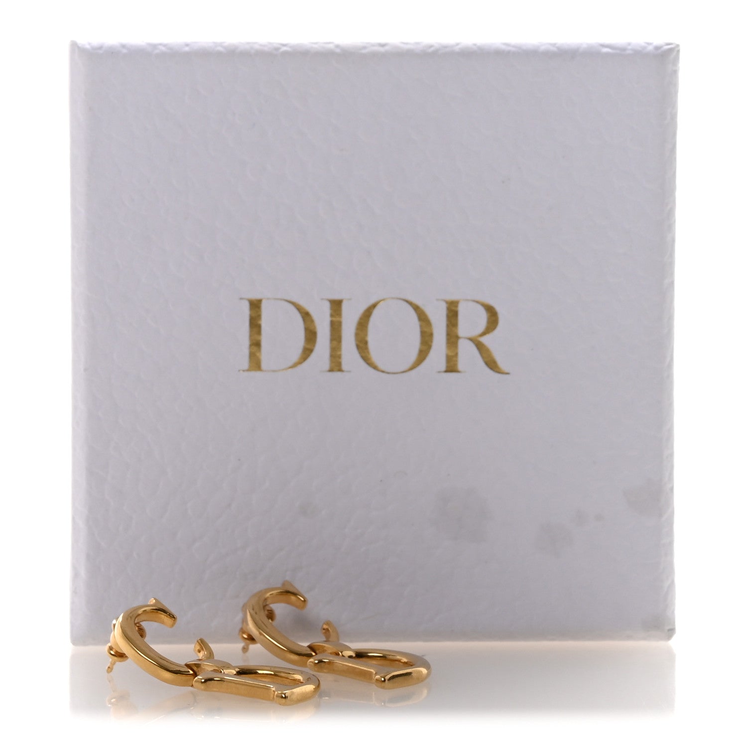 Christian Dior Metal CD Drop Earrings Gold 5 of 5