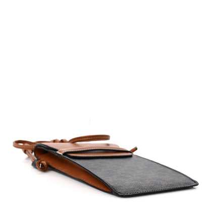 Celine Triomphe Canvas Lambskin Phone Pouch With Flap Tan 4 of 9
