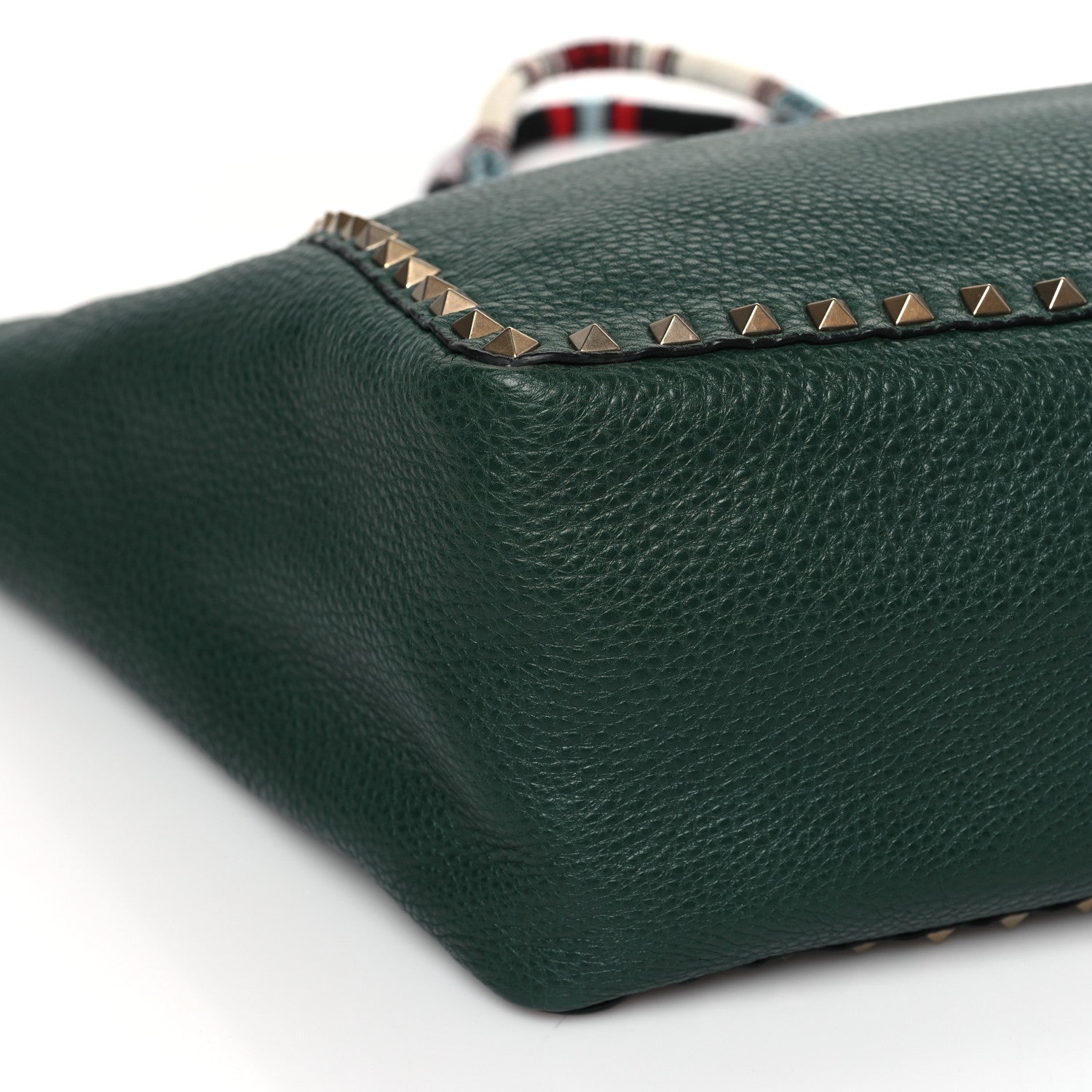 Valentino Garavani Pebbled Calfskin Beaded Rockstud Tote Black 12 of 15