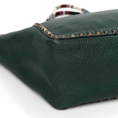 Valentino Garavani Pebbled Calfskin Beaded Rockstud Tote Black 12 of 15