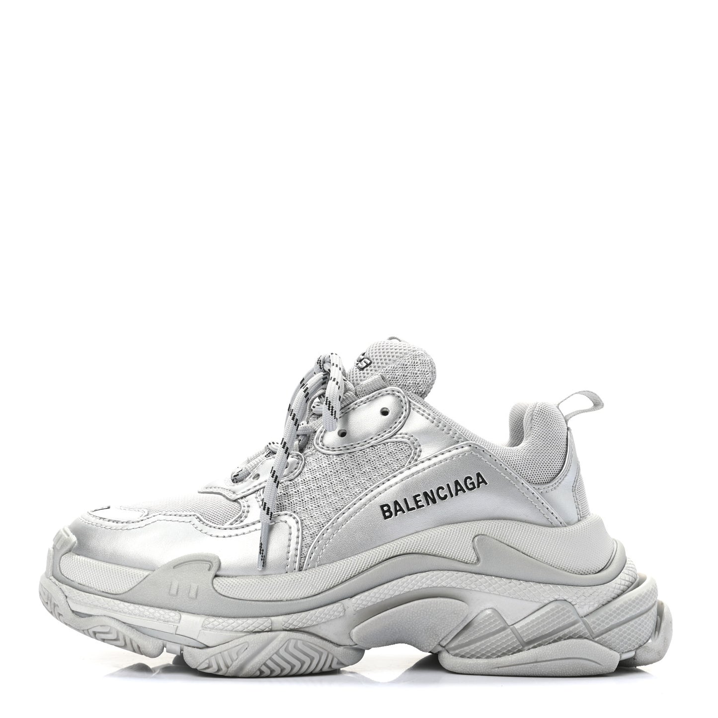Metallic Fabric Mesh Womens Triple S Sneakers 37 Silver