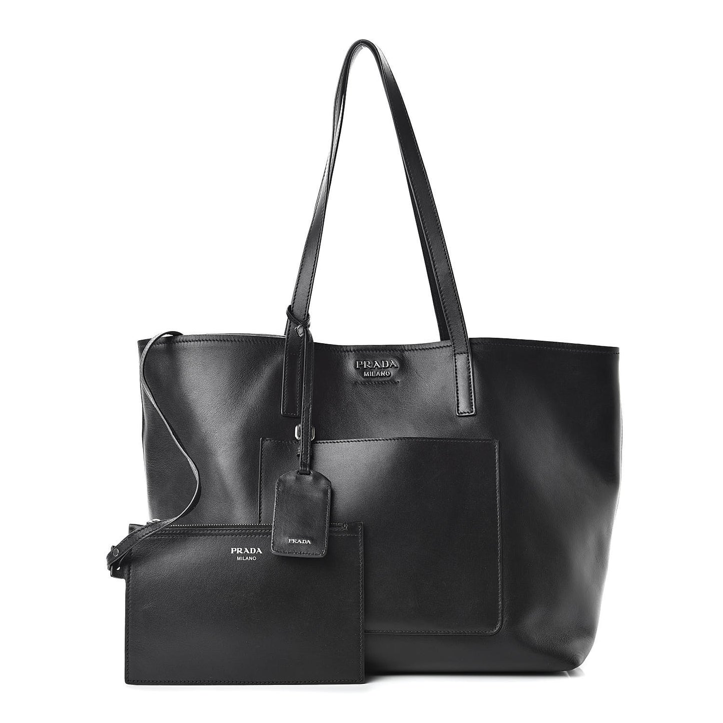 City Calf Shopping Tote Black