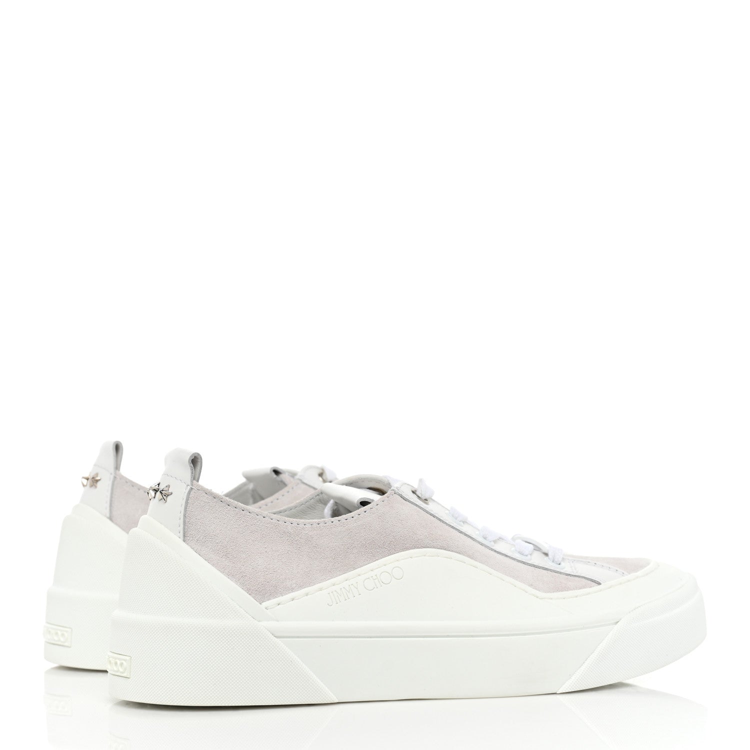 Jimmy Choo Suede Calfskin VBC Lace Up Sneakers 37 White Natural 5 of 10