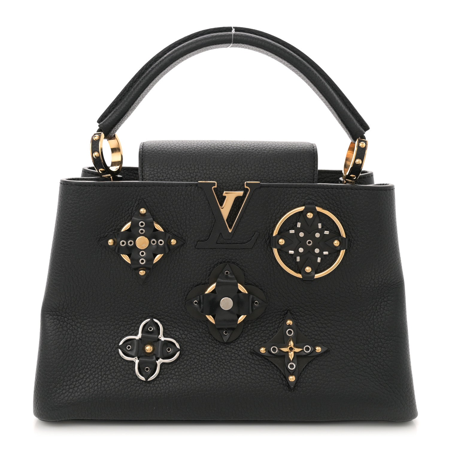 Louis Vuitton Taurillon Metallic Flowers Capucines PM Black 1 of 11