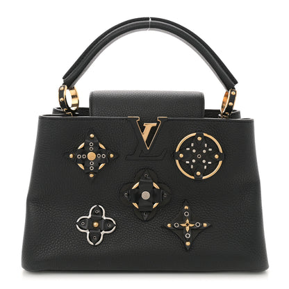 Louis Vuitton Taurillon Metallic Flowers Capucines PM Black 1 of 11