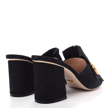 Gucci Kid Scamosciato GG Marmont Fringe 75mm Slide Sandals 38 Black 4 of 10