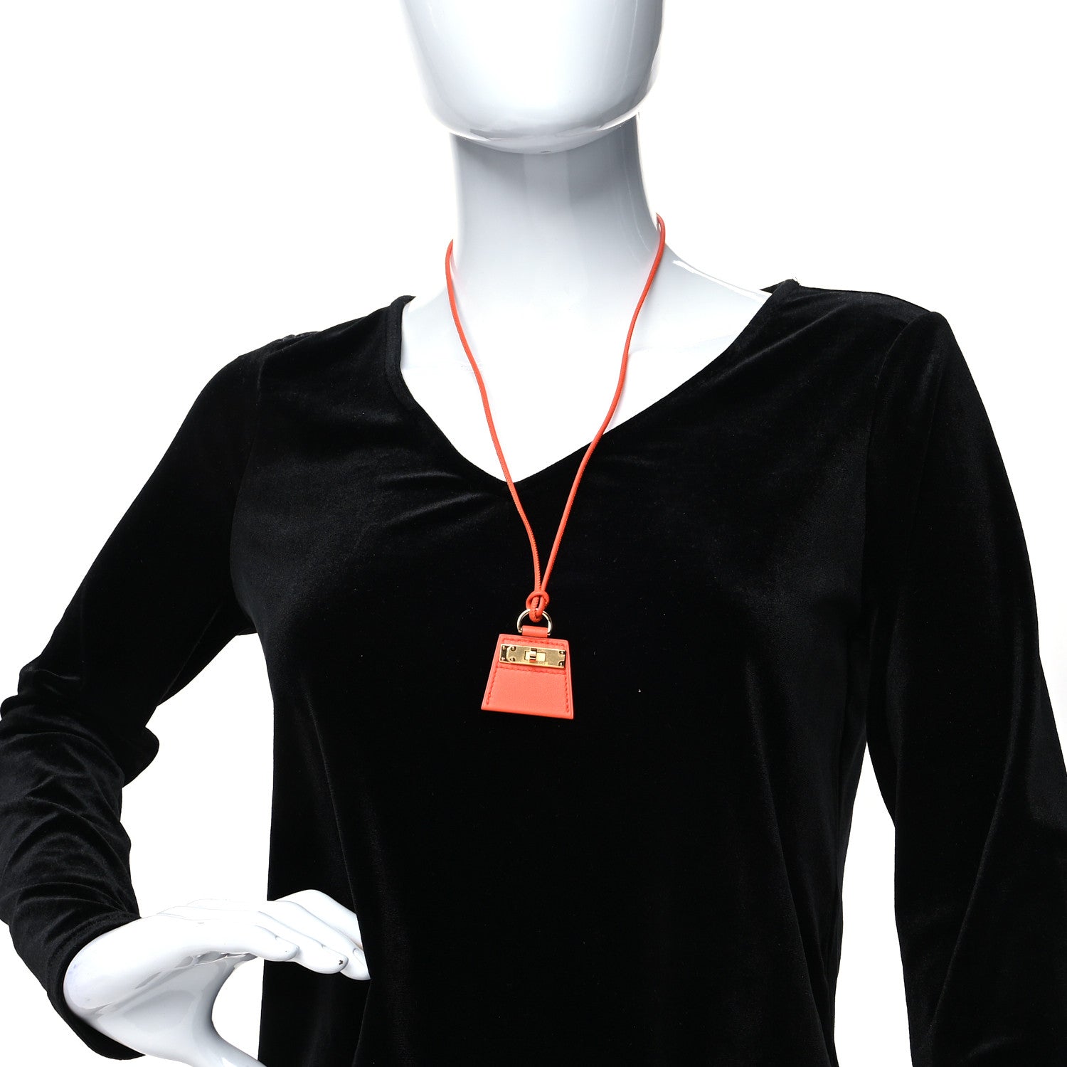 Hermes Swift Small Monpetitkelly Pendant Necklace Orange Poppy 2 of 5