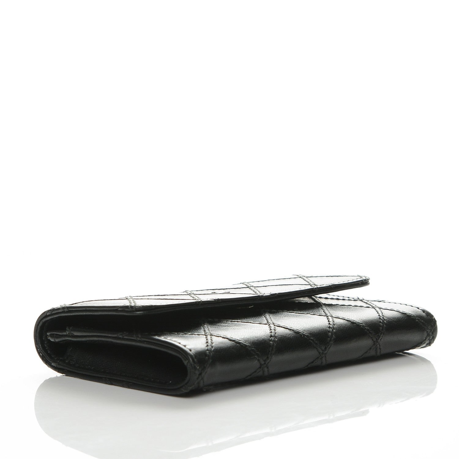 Chanel Calfskin Diamond Stitched Card Holder Wallet Black 4 of 8