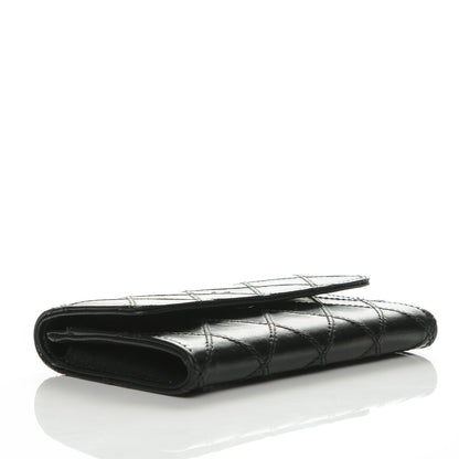 Chanel Calfskin Diamond Stitched Card Holder Wallet Black 4 of 8