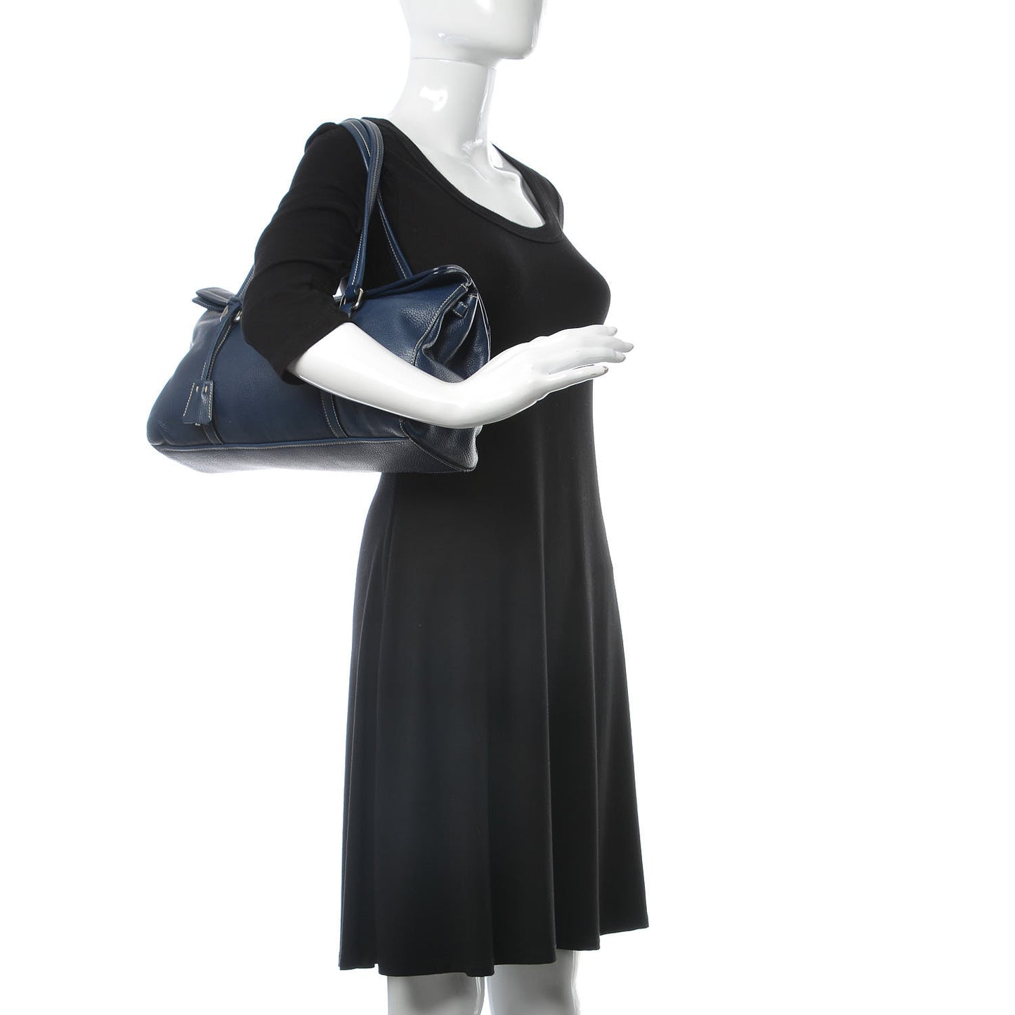 Vitello Caribu Easy A Foldover Pushlock Satchel Bluette