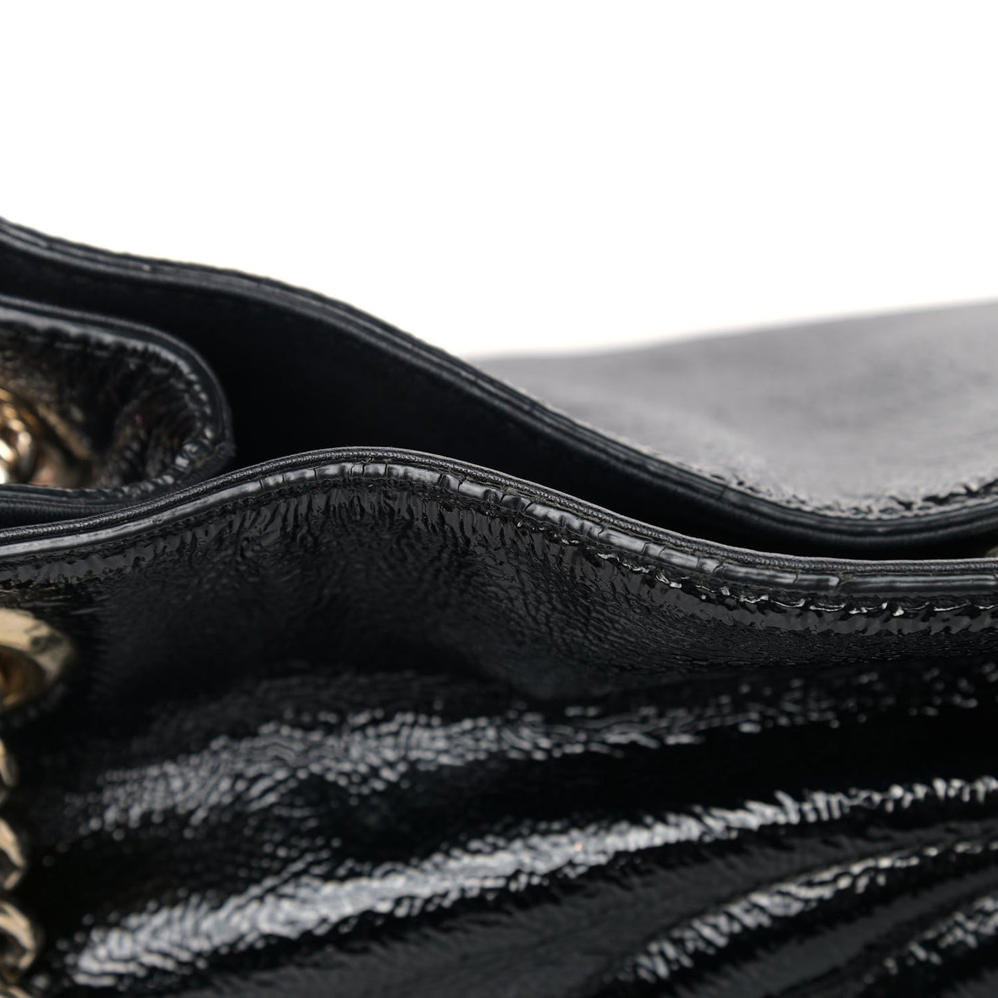 Patent Medium Soho Chain Shoulder Bag Black