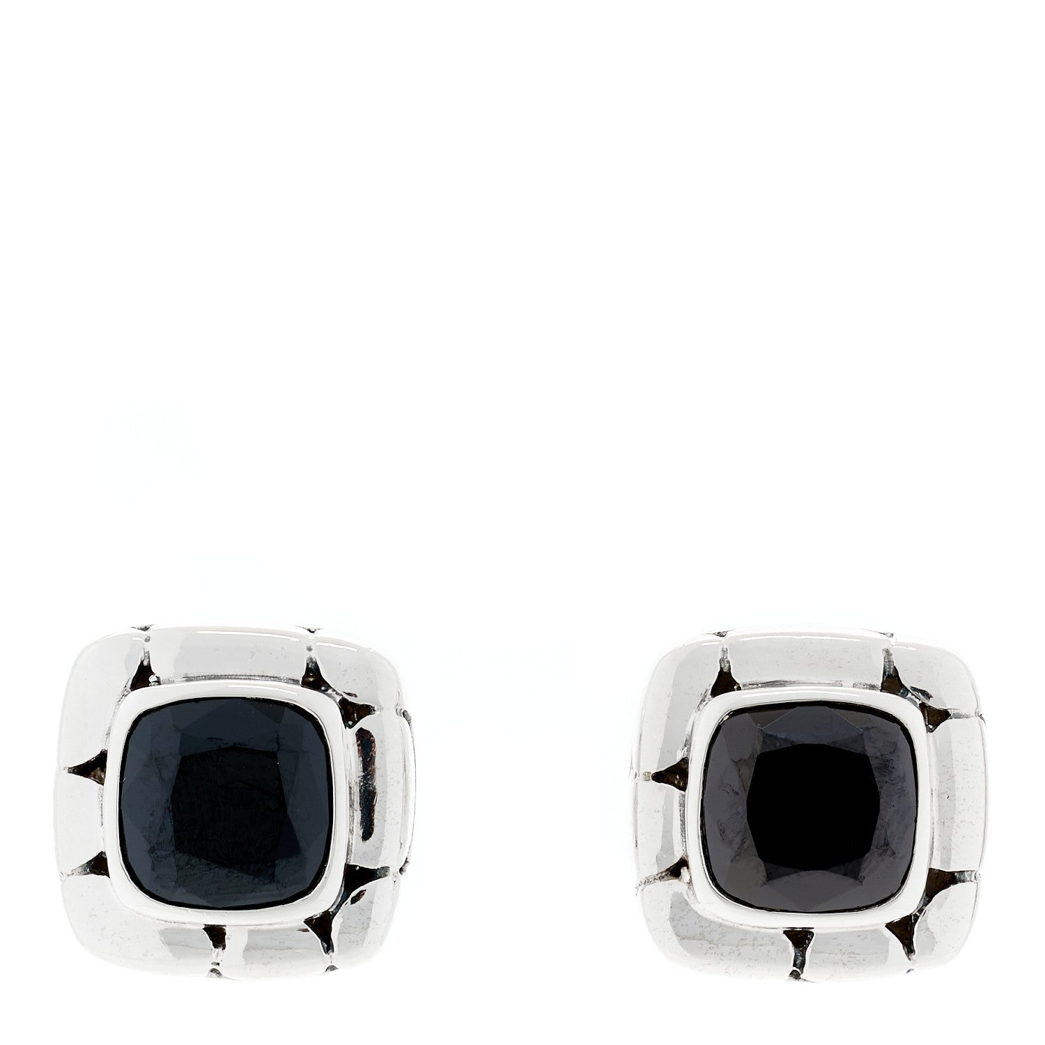John Hardy Sterling Silver Hematine Batu Kali Square Earrings 1 of 6