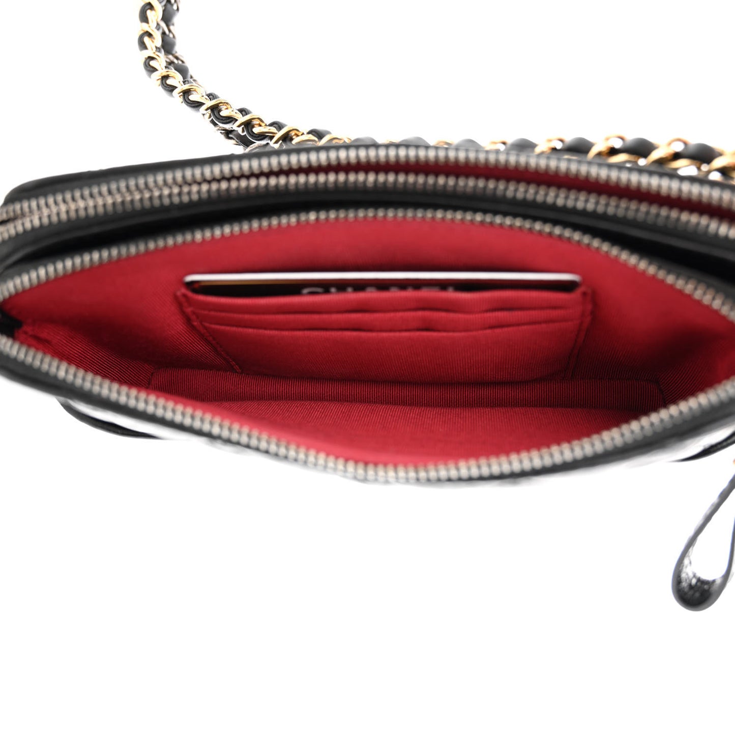 Aged Calfskin Quilted Small Gabrielle Clutch With Chain Black