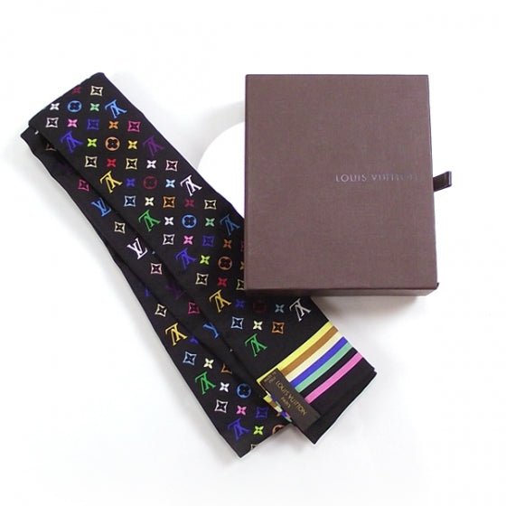 Silk Monogram Multicolor Bandeau Black