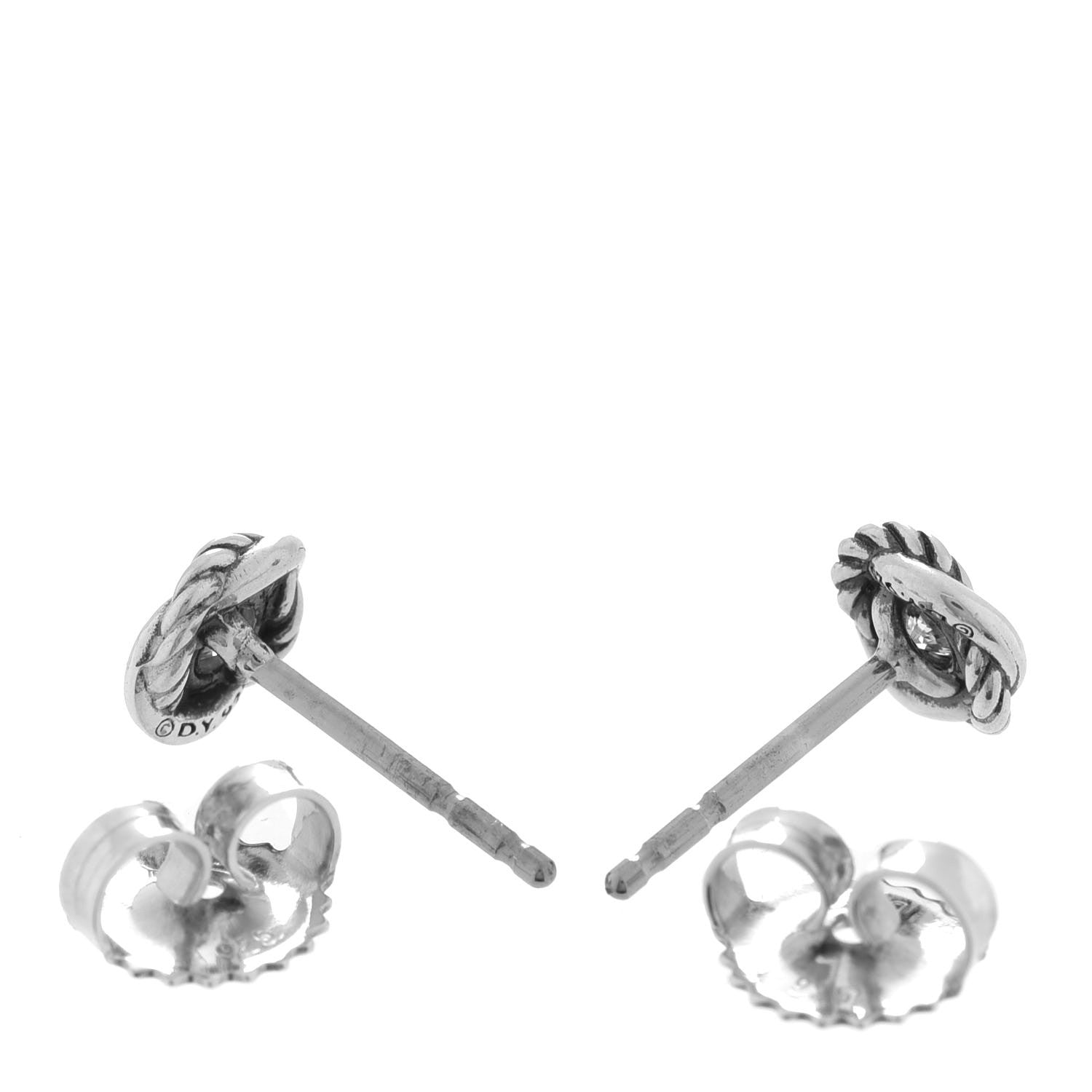 David Yurman Sterling Silver Diamond 7mm Infinity Stud Earrings 3 of 6