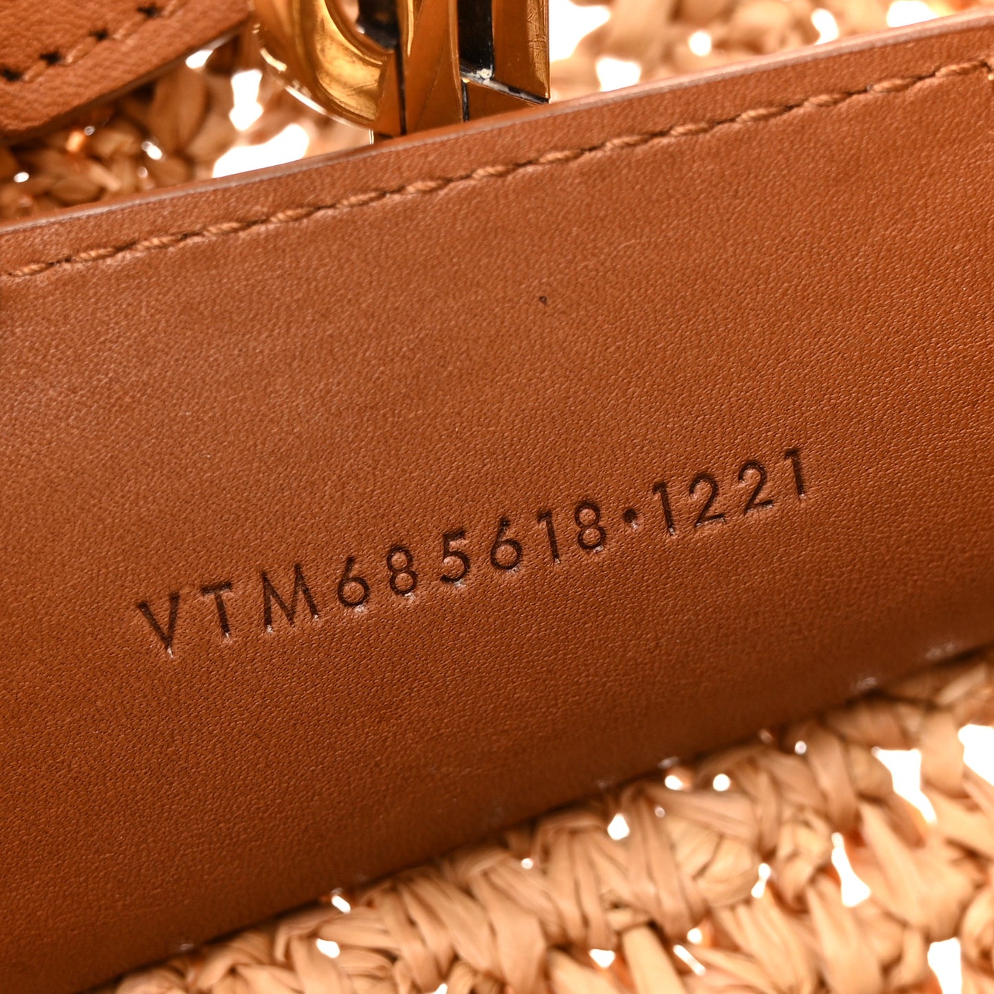 Raffia Calfskin Small Panier Tote Naturel Brick