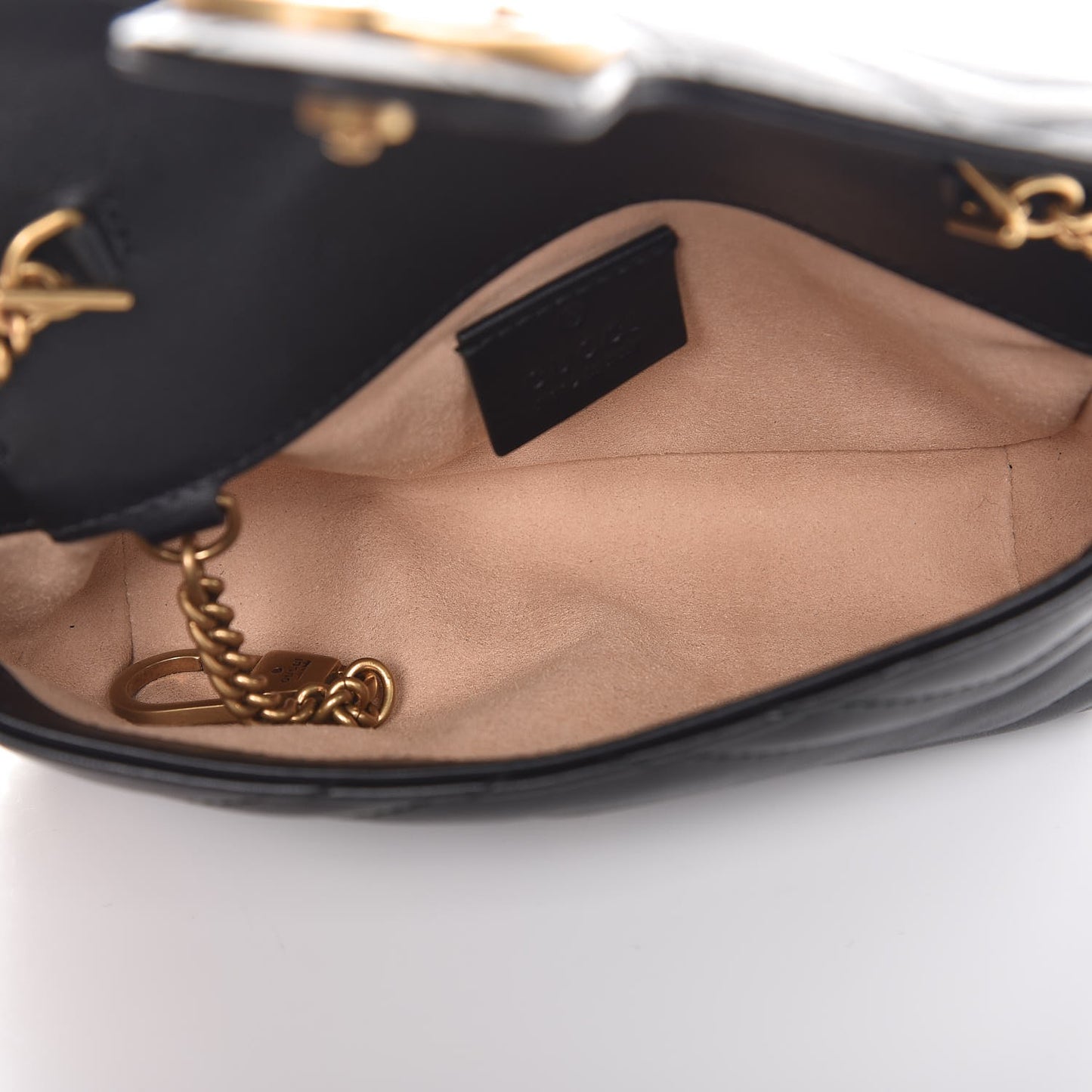 Calfskin Matelasse Super Mini GG Marmont Shoulder Bag Black