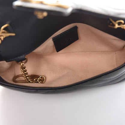 Gucci Calfskin Matelasse Super Mini GG Marmont Shoulder Bag Black 5 of 9